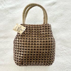 Vintage Ann Taylor Tan Mini Beaded Purse, New With Tags, Excellent Condition